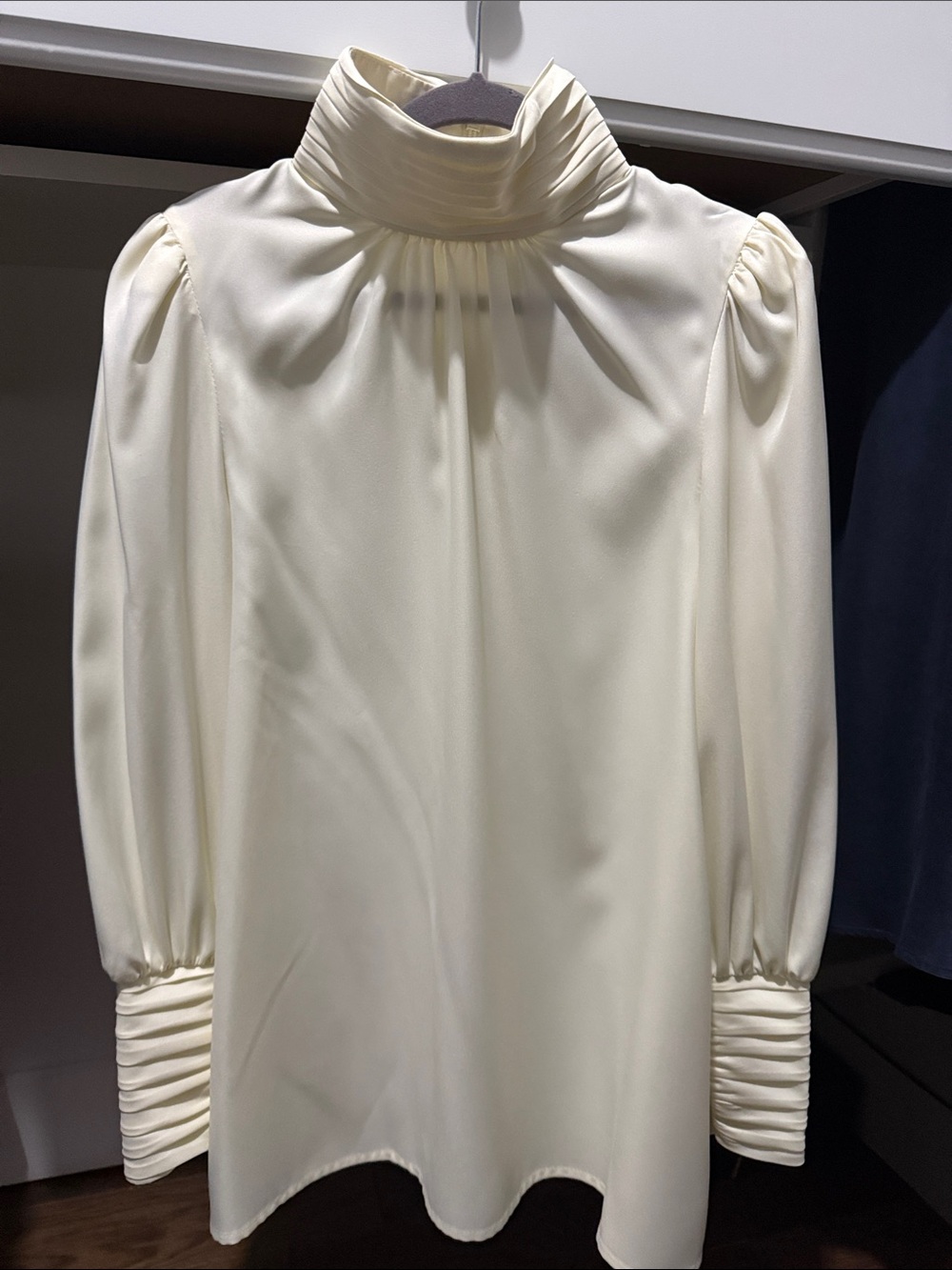 Tuckernuck Cream High-Neck Long-Sleeve Blouse
